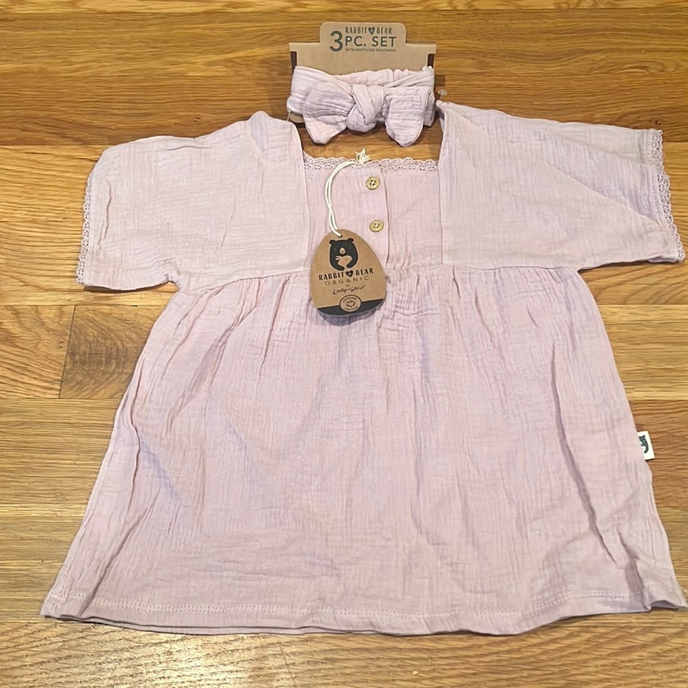 Light blush 3T top and matching headband